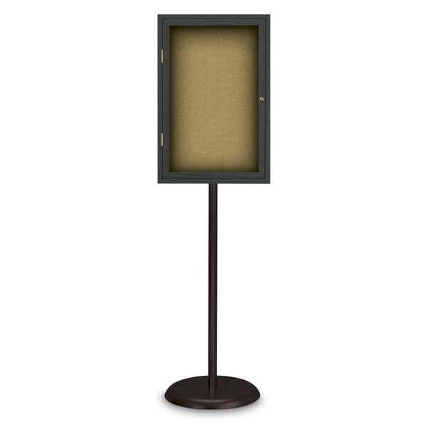 United Visual Products Corkboard, Triple Door, Radius Frame, 72x36", Bronze/Buff UV7005-BRONZE-BUFF - main